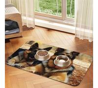 Super Absorbent Dog Food Mat, German Shepherd Dog Pet Feeding Mat for Food and Water Bowls Non-Slip Waterproof Placement Pad for Floors Quick Dry Water Dispenser Mat for Dogs Puppy Cats