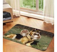 Super Absorbent Dog Food Mat, German Shepherd Dog Pet Feeding Mat for Food and Water Bowls Non-Slip Waterproof Placement Pad for Floors Quick Dry Water Dispenser Mat for Dogs Puppy Cats