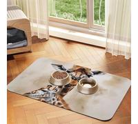 Super Absorbent Dog Food Mat, Giraffe Pet Feeding Mat for Food and Water Bowls Non-Slip Waterproof Placement Pad for Floors Quick Dry Water Dispenser Mat for Dogs Puppy Cats