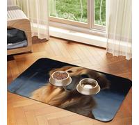 Super Absorbent Dog Food Mat, Golden Retriever Pet Feeding Mat for Food and Water Bowls Non-Slip Waterproof Placement Pad for Floors Quick Dry Water Dispenser Mat for Dogs Puppy Cats