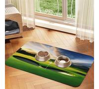 Super Absorbent Dog Food Mat, Golf Course Pet Feeding Mat for Food and Water Bowls Non-Slip Waterproof Placement Pad for Floors Quick Dry Water Dispenser Mat for Dogs Puppy Cats