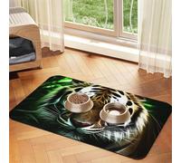 Super Absorbent Dog Food Mat, Green-Eyed Tiger Pet Feeding Mat for Food and Water Bowls Non-Slip Waterproof Placement Pad for Floors Quick Dry Water Dispenser Mat for Dogs Puppy Cats