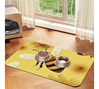 Super Absorbent Dog Food Mat, Honey Bee2 Pet Feeding Mat for Food and Water Bowls Non-Slip Waterproof Placement Pad for Floors Quick Dry Water Dispenser Mat for Dogs Puppy Cats