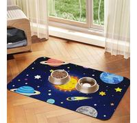 Super Absorbent Dog Food Mat, Illustration Of The Solar Universe Pet Feeding Mat For Food And Water Bowls Non-Slip Waterproof Placement Pad For Floors Quick Dry Water Dispenser Mat For Dogs Puppy Cats