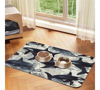 Super Absorbent Dog Food Mat, Killer Whale Pet Feeding Mat for Food and Water Bowls Non-Slip Waterproof Placement Pad for Floors Quick Dry Water Dispenser Mat for Dogs Puppy Cats