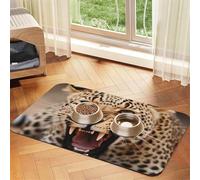 Super Absorbent Dog Food Mat, Leopard Roars Cool Animal Pet Feeding Mat for Food and Water Bowls Non-Slip Waterproof Placement Pad for Floors Quick Dry Water Dispenser Mat for Dogs Puppy Cats