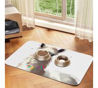 Super Absorbent Dog Food Mat, Llama Pet Feeding Mat for Food and Water Bowls Non-Slip Waterproof Placement Pad for Floors Quick Dry Water Dispenser Mat for Dogs Puppy Cats