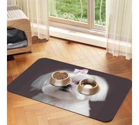 Super Absorbent Dog Food Mat, Lovely Maltese Dog Pet Feeding Mat for Food and Water Bowls Non-Slip Waterproof Placement Pad for Floors Quick Dry Water Dispenser Mat for Dogs Puppy Cats