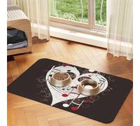 Super Absorbent Dog Food Mat, Music Symbols Love Pet Feeding Mat for Food and Water Bowls Non-Slip Waterproof Placement Pad for Floors Quick Dry Water Dispenser Mat for Dogs Puppy Cats