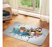 Super Absorbent Dog Food Mat, Musical with Spray Pet Feeding Mat for Food and Water Bowls Non-Slip Waterproof Placement Pad for Floors Quick Dry Water Dispenser Mat for Dogs Puppy Cats