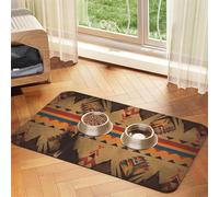 Super Absorbent Dog Food Mat, Native American Pet Feeding Mat for Food and Water Bowls Non-Slip Waterproof Placement Pad for Floors Quick Dry Water Dispenser Mat for Dogs Puppy Cats