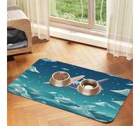 Super Absorbent Dog Food Mat, Paper Plane Pet Feeding Mat for Food and Water Bowls Non-Slip Waterproof Placement Pad for Floors Quick Dry Water Dispenser Mat for Dogs Puppy Cats