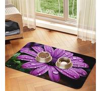 Super Absorbent Dog Food Mat, Purple Daisy Pet Feeding Mat for Food and Water Bowls Non-Slip Waterproof Placement Pad for Floors Quick Dry Water Dispenser Mat for Dogs Puppy Cats