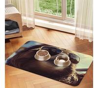 Super Absorbent Dog Food Mat, Sloth with Sunglasses Pet Feeding Mat for Food and Water Bowls Non-Slip Waterproof Placement Pad for Floors Quick Dry Water Dispenser Mat for Dogs Puppy Cats