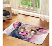Super Absorbent Dog Food Mat, Smiling Pet Feeding Mat for Food and Water Bowls Non-Slip Waterproof Placement Pad for Floors Quick Dry Water Dispenser Mat for Dogs Puppy Cats