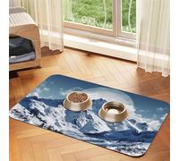 Super Absorbent Dog Food Mat, Snow Mountain Pet Feeding Mat for Food and Water Bowls Non-Slip Waterproof Placement Pad for Floors Quick Dry Water Dispenser Mat for Dogs Puppy Cats