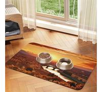 Super Absorbent Dog Food Mat, Sunset View Pet Feeding Mat for Food and Water Bowls Non-Slip Waterproof Placement Pad for Floors Quick Dry Water Dispenser Mat for Dogs Puppy Cats