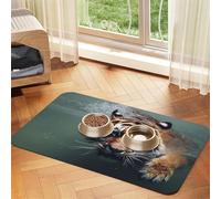 Super Absorbent Dog Food Mat, Tiger Swimming Pet Feeding Mat for Food and Water Bowls Non-Slip Waterproof Placement Pad for Floors Quick Dry Water Dispenser Mat for Dogs Puppy Cats