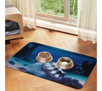 Super Absorbent Dog Food Mat, Underwater World Shell Pet Feeding Mat for Food and Water Bowls Non-Slip Waterproof Placement Pad for Floors Quick Dry Water Dispenser Mat for Dogs Puppy Cats