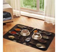 Super Absorbent Dog Food Mat, Various Spices Pet Feeding Mat for Food and Water Bowls Non-Slip Waterproof Placement Pad for Floors Quick Dry Water Dispenser Mat for Dogs Puppy Cats