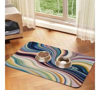 Super Absorbent Dog Food Mat, Vintage Marble Pattern Pet Feeding Mat for Food and Water Bowls Non-Slip Waterproof Placement Pad for Floors Quick Dry Water Dispenser Mat for Dogs Puppy Cats