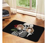 Super Absorbent Dog Food Mat, Vintage Skull Rosary Pet Feeding Mat for Food and Water Bowls Non-Slip Waterproof Placement Pad for Floors Quick Dry Water Dispenser Mat for Dogs Puppy Cats