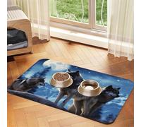 Super Absorbent Dog Food Mat, Wolfs Pet Feeding Mat for Food and Water Bowls Non-Slip Waterproof Placement Pad for Floors Quick Dry Water Dispenser Mat for Dogs Puppy Cats