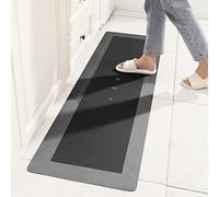 Super Absorbent Floor Mat, Large Size Quick-drying Bathroom Carpet, Simple Kitchen Door Mat, Machine Washable Large Living Room Carpet, Rubber Non-slip Bottom (45 x 150 cm, Rectangular Dark Gray)