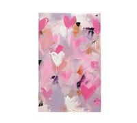 Super Absorbent Kitchen Towels 26x16inch, Oil Painting Pink Love Waffle Weave Dish Cloth for Cleaning & Drying