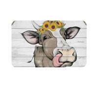Super Absorbent Non-Slip Bath Mat 50 X 80 Cm, Cow Sunflower House Print Diatom Mud Quick Drying Thin Washable Bathroom Shower Mats For Bathtub, Bedroom, Kitchen, Toilet, Door