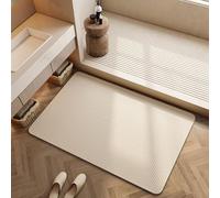 Super Absorbent Non-Slip Bath Mat, Beige Diatomite Bath Rug, Quick-Drying Shower Mat, Kitchen Dish Mat, Washable,50x80cm-Rechteckig