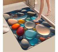 Super Absorbent Non-Slip Bath Mat - Thin Quick Dry Rubber Backed Shower Rug for Bathroom Floor, Machine Washable Bathroom Carpet Seashores 60x90cm 5-804