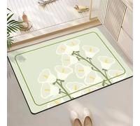Super Absorbent Non-Slip Bath Mat - Thin Quick Dry Rubber Backed Shower Rug for Bathroom Floor, Machine Washable Bathroom Carpet Vegetative 60x90cm 5-183