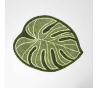 Homescapes Green Leaf Bath Mat 100% Cotton, 65 X 80 Cm
