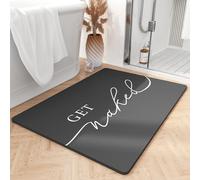 Super Absorbent Quick Dry Get Naked Bath Mats for Bathroom Floor Non Slip- Mats with Rubber Backing-Ultra Thin Rugs Fit Under Door, 17" x 24", Black