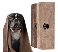 SUPER ABSORBENT Soft Microfiber Dog & Cat Towel - Fast Drying Dog Wash Pet Towels, Bath Accessories, Nail Paw Cleaner (Mocha/Stone, 100x60cm, Pack of 2)