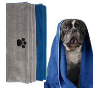 SUPER ABSORBENT Soft Microfiber Dog & Cat Towel - Fast Drying Dog Wash Pet Towels, Bath Accessories, Nail Paw Cleaner (Blue/Grey, 100x60cm, Pack of 1)