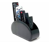 Super and Social - Black Remote Control Holder & Desk Caddy Organiser | 5-Compartment TV Remote Storage for Sofa, Armchair & Bedside | PU Leather Media Organiser & Phone Holder