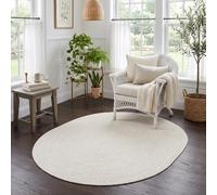 Super Area Rugs Farmhouse Braided Rug Cotton Kitchen Reversible Carpet, Yellow & White, 3' X 5' Oval