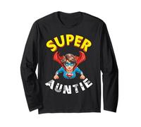 Super Auntie Hero Cape Flying Cartoon Funny Niece Nephew Long Sleeve T-Shirt