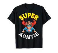 Super Auntie Hero Cape Flying Cartoon Funny Niece Nephew T-Shirt