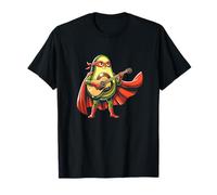 Super Avocado Hero with Guitar Music Funny Food T-Shirt