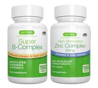 Super B-Complex + Zinc Complex Vegan Bundle, Methylated Sustained Release B Complex + 25mg Chelated Zinc Picolinate & Bisglycinate with Copper, by Igennus