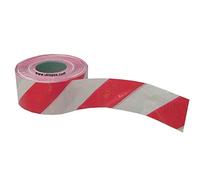 SUPER barrier tape - almost unbreakable in normal use - Red & White (75mm x 500M) - hazard warning cordon barricade tape - superstrong non-adhesive high-strength plastic