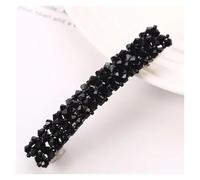 Super beautiful~ Accessories flash diamond headpiece hair clip four rows of crystal fish line braided edge clip exquisite one-wo(1PCS black)