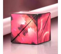 Super Beautiful Aurora Infinity Shape Shifting Cube Travel Party Filler Christmas Birthday Gifts Over 70 Shapes Turning 3D Puzzle (Red Color)