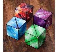 Super Beautiful Aurora Infinity Shape Shifting Cube Travel Party Filler Christmas Birthday Gifts Over 70 Shapes Turning 3D Puzzle (Blue + Purple + Red + Green)
