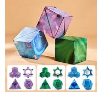 Super Beautiful Aurora Infinity Shape Shifting Cube Travel Party Filler Christmas Birthday Gifts Over 70 Shapes Turning 3D Puzzle (Blue + Purple + Green)