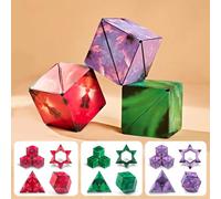 Super Beautiful Aurora Infinity Shape Shifting Cube Travel Party Filler Christmas Birthday Gifts Over 70 Shapes Turning 3D Puzzle (Purple + Red + Green)