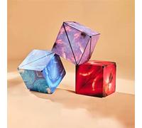 Super Beautiful Aurora Infinity Shape Shifting Cube Travel Party Filler Christmas Birthday Gifts Over 70 Shapes Turning 3D Puzzle (Blue + Purple + Red)